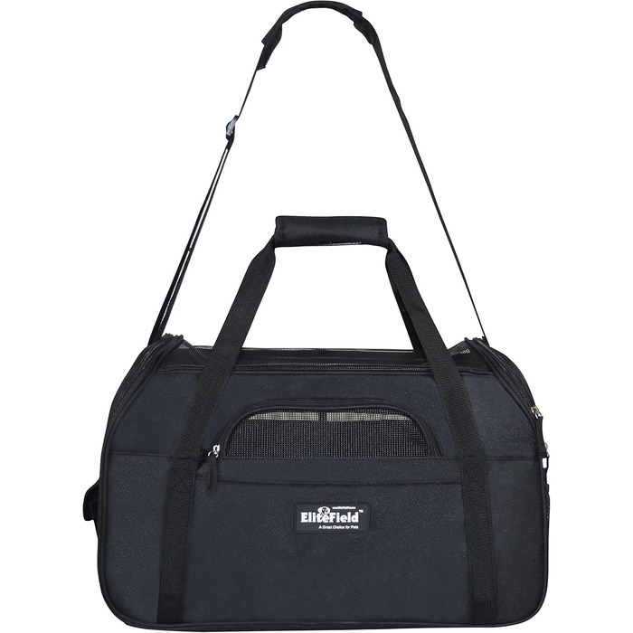 Елітна переноска для тварин EliteField, XL, для собак, котів, цуценят, чорна, схвалена авіакомпаніями, м'які боки, розмір 53.3 x 30.5 x 33 см