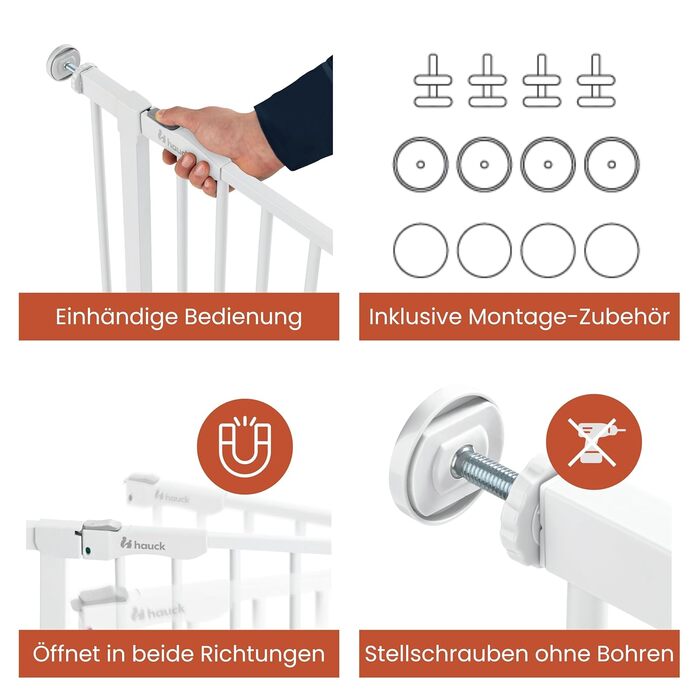 Захист для воріт Hauck Clear Step Autoclose 2, білий - самозакривне ворота для дітей та собак, ширина 75-80 см, висота 77 см, без свердління