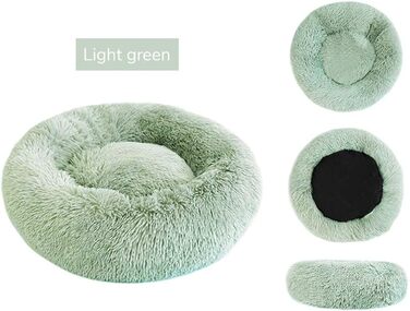Кругле плюшеве ліжко для домашніх тварин Deluxe - ліжко-булочка для собак та котів, діаметр 50 см, колір фруктовий зелений
