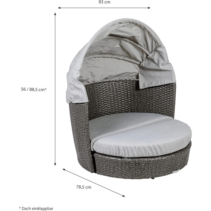 Greemotion лежанка для собак з дахом та подушкою, сірий колір, 79 x 83 x 56 см