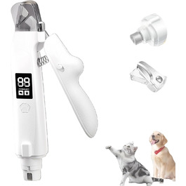 Yagerod Lichtschere Pro: професійна LED-ножиця для грумінгу котів та собак, 2-в-1, з екраном, тихий мотор, збірник для шерсті (білий)