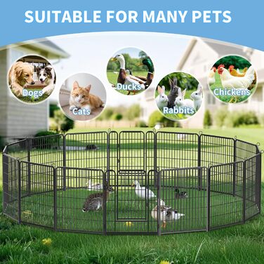 Забіг для цуценят Kuro Sagol 80 см - вольєр з автоматичним замком для собак, котів, кроликів. Ідеально для саду та ігрової зони на вулиці. 12 елементів