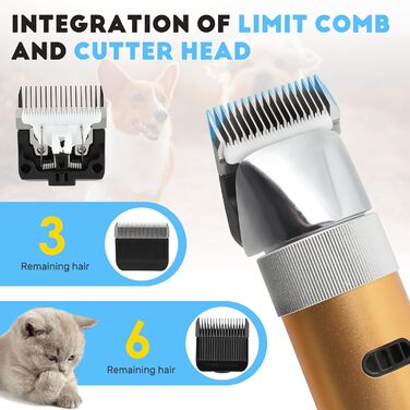 Електрична машинка для стрижки собак CGOLDENWALL 400W – професійна, акумуляторна, з набором насадок 3мм+6мм, 5 годин роботи, тиха (<50db), запобігає заплутування шерсті
