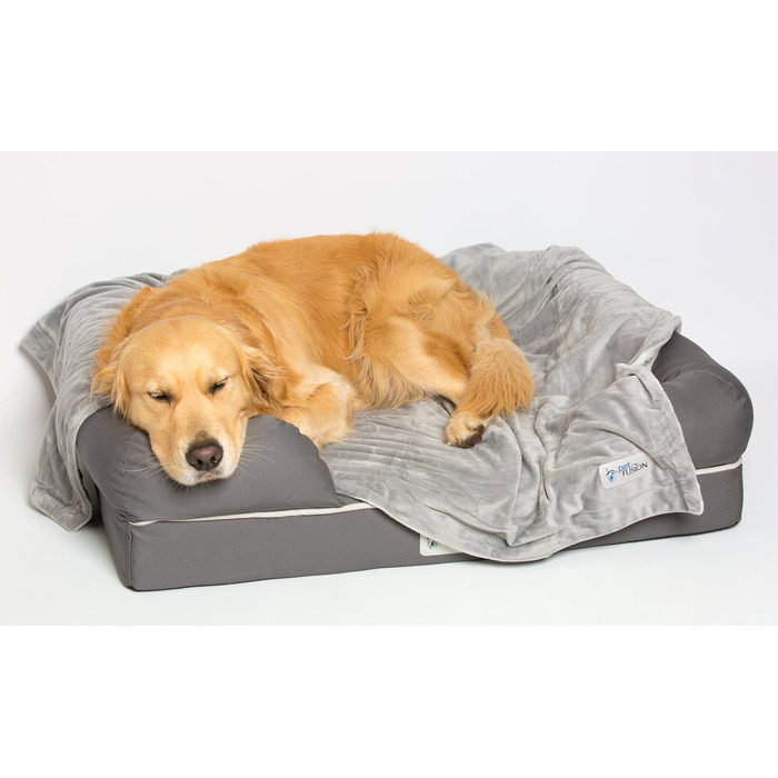PetFusion Преміум плед для собак XL, двосторонній, мікроплюш, сірий, 152x122 см, 100% поліестер