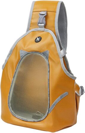 PETCUTE Сумка-переноска для собак та котів, складна, для маленьких тварин, з ременем безпеки, для прогулянок на вулиці (M, помаранчевий+коричневий)