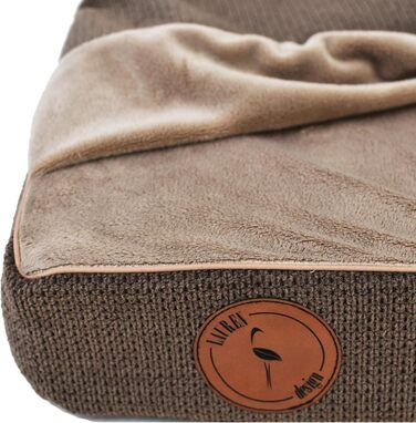 М'яке ліжко для собак середніх порід з ортопедичною матрацною поверхнею, з капюшоном, неслизьке, з можливістю прання, з блискавкою (колір: коричневий, розмір: 55 x 45 x 8 см)