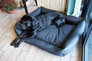 Водонепроникне собаче ліжко 4L Textil Koko для великих собак, корзина, знімний та пральний чохол, графіт (120x100 см)