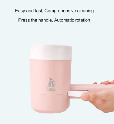 Миска для миття лап тварин Pet Clean, силікон, рожева. Мийка для лап собак та котів, щітка для лап, портативна