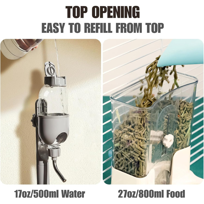 Автоматичний диспенсер для корму та води для домашніх тварин, підвісний, для собак, котів, кроликів, морських свинок, шиншил, їжаків, хорягів (блакитний)