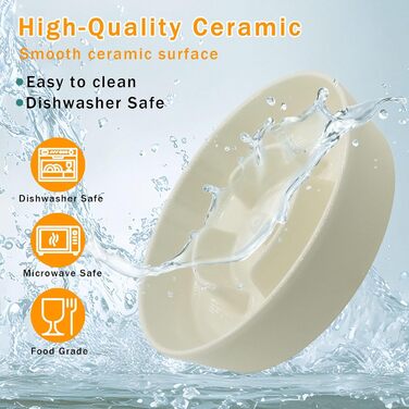 Миска для собак Anti Schling Napf з кераміки, піднята миска для собак, проти блювоти, інтерактивна миска для повільного годування, для котів та маленьких собак, темно-зелена, 15.5 см