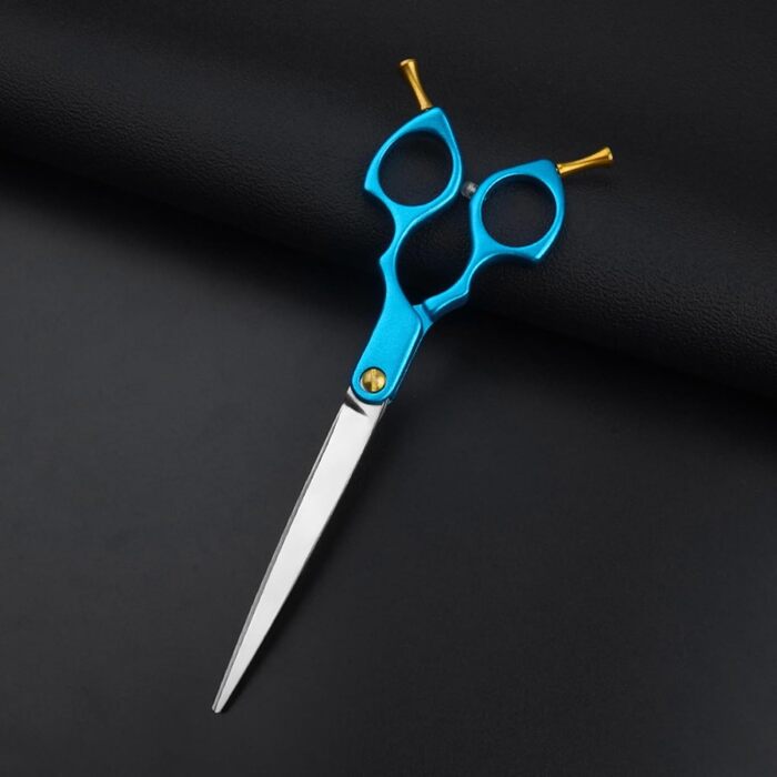 Професійна фенувальна ножиця для собак та котів, 6.5 дюймів, пряма, для грумінгу вдома (Блакитна)
