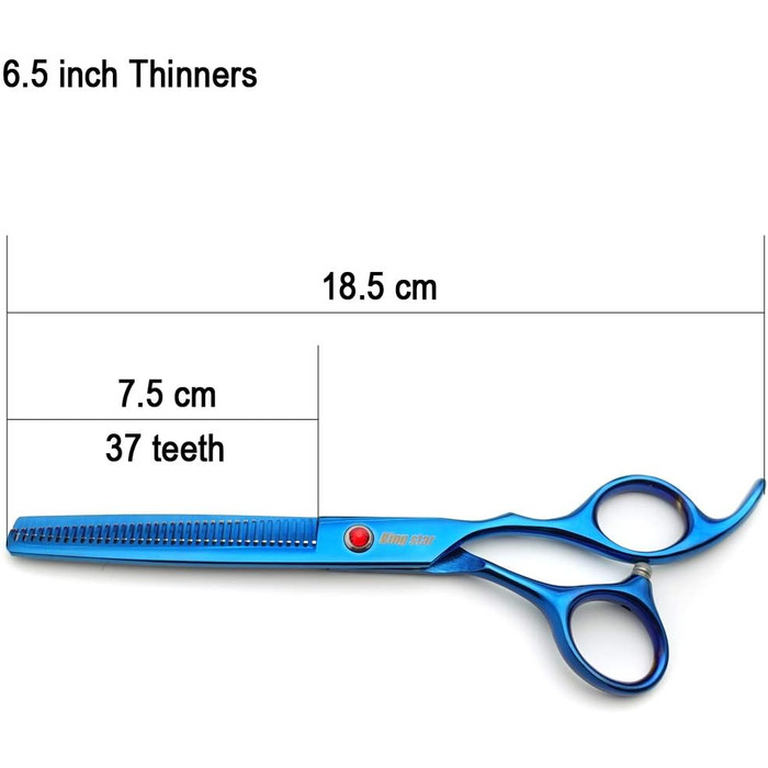 Професійний набір ножиць для грумінгу домашніх тварин: 4 шт. (прямі, тонкі, вигнуті), титанове покриття, блакитний колір