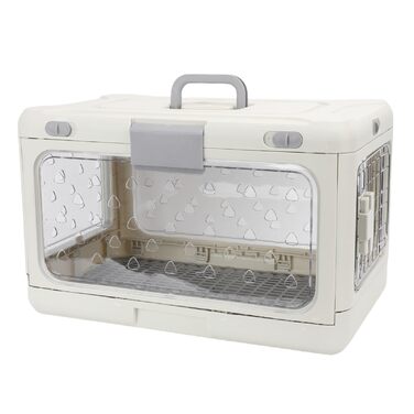 Транспортна переноска для котів Asixxsix, розкладна, прозора, з вентиляцією. Просторий пластиковий бокс для дому та подорожей