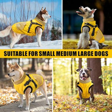 Теплий зимовий одяг для собак Mosucoirl: водонепроникний, світловідбиваючий, для малих, середніх та великих собак, жовтий L