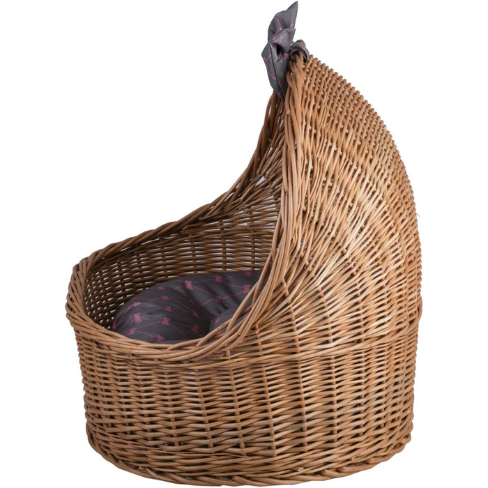 Плетена будка з лози для собак і котів e-wicker24, з дахом, натуральний сірий, лежанка, кошик, будиночок