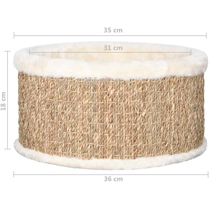 Кігтечка для котів VidaXL Кругла 36 см з морської трави - ліжко для котів та собак