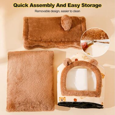 Кігтеточка-будиночок для котів Galatée, м'який лежак для тварин, іграшка-іглу, зручне ліжко для собак та котів, з неслизьким дном (M, Коричневий)