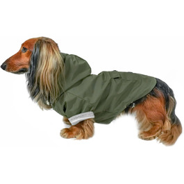 Водонепроникний дощовик для собак DJANGO Highland, оливковий, M (Medium), з капюшоном та отвором для шлейки