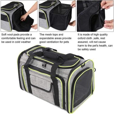 Сумка-переноска для тварин ZAICOLER з мотузкою всередині, безпечна для прогулянок та подорожей. Розширювана сумка-переноска з сіткою зверху, з оксфордської тканини для собак та котів.