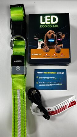 Світлодіодне нашийник для собак Masbri, водонепроникний, з 3 режимами світіння, безпечний, для великих собак (XS, помаранчевий)