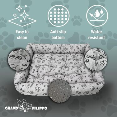 Водонепроникне ліжко для собак - ліжка для маленьких та великих собак - ліжко для собак з неслизьким дном - собачий кошик, лежанка (120x90x20, сірий колір)