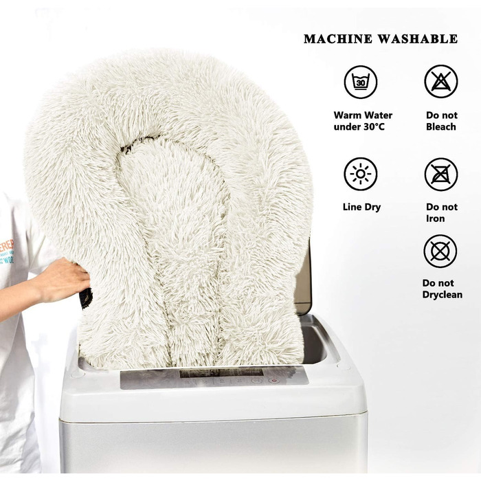 Ортопедичне ліжко для собак великих порід, м'яке плюшеве ліжко для котів та собак, біле, 60 см