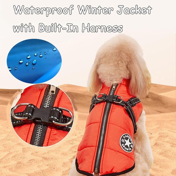 Зимовий теплий одяг Furry King для собак: водонепроникний 3-в-1, з інтегрованим шлейкою. Підходить для малих, середніх та великих собак та котів.