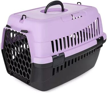 Транспортний бокс для тварин Happet ABBA M сірий 56x37x37 см – міцний, добре провітрюваний бокс з пластику для котів та маленьких собак, переноска для подорожей, переноска для котів (M (56x37x37cm), ABBA Violett)