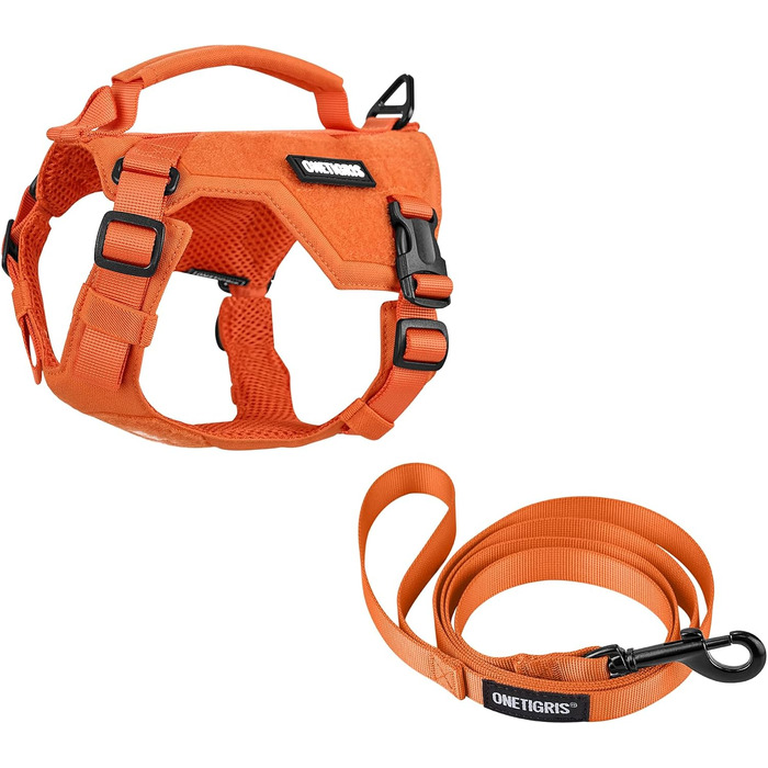 Нашийник для собак OneTigris MINI Trooper, оранжевий, XXXS, з повідком 150 см, 2 положення для буксирування