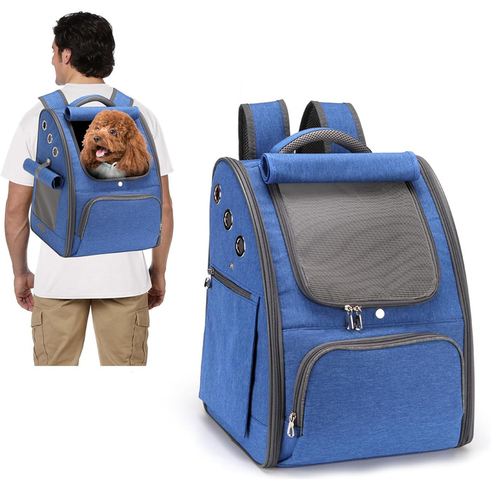 PETCUTE Рюкзак для собак та котів, дихаючий, складаний, для маленьких тварин, блакитний