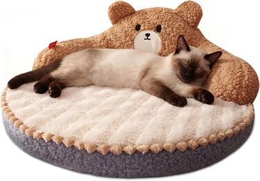 ALLSOPETS Крісло-лежанка для котів, пухнасте, тепле, кругле, для дому, знімний, пральний, для котів, кошенят та маленьких собак (Мокко Браун)