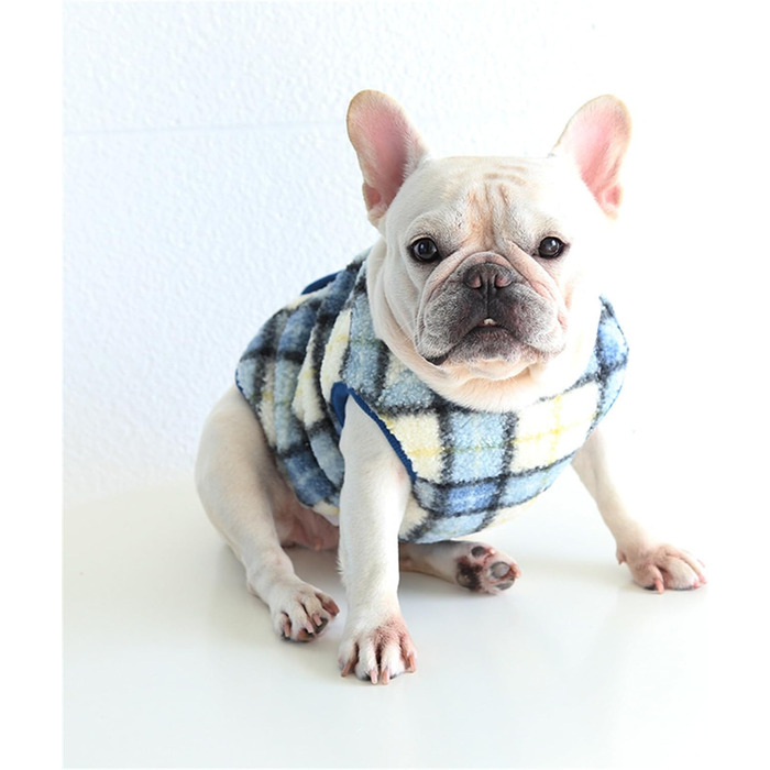 Теплий флісовий теплий одяг для собак великих порід, таких як Французький бульдог, Коргі, Мопс, Бульдог, Бультер'єр, Шіба та інші - зимова куртка, колір блакитний, розмір L: обхват грудей 58-64 см, блакитний