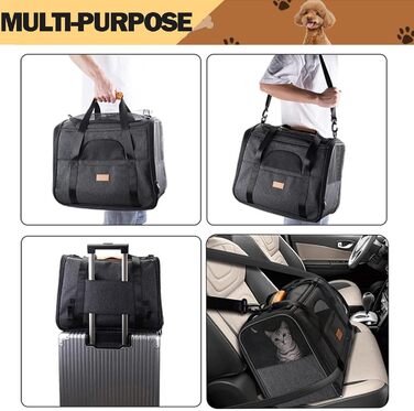 Складана переноска для котів та собак Premium, чорна, M (44 x 34 x 31 см), знімний килимок