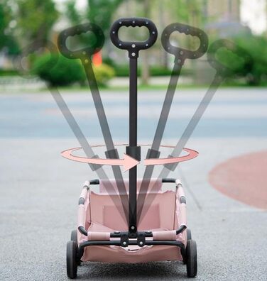 Візок для міні-тваринок, рожевий: котячий/собачий, складний, з лебідкою, EVA-колеса, 7 кг