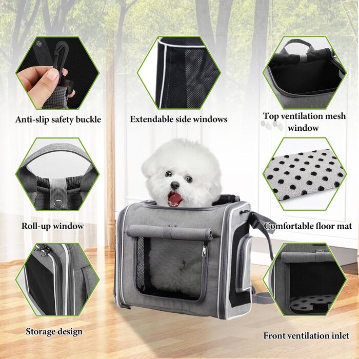 Фарбований корзинка для собак на велосипед, розкладний та розширюваний, 4-в-1, сіра. Підходить для котів та собак до 10 кг