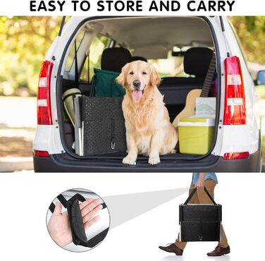 Рампа для собак у машину DGSL, широка, складна, з антиковзким покриттям, для великих собак, для SUV, ліжок, вантажівок, до 113 кг, чорна, 20 дюймів, 4 сходинки