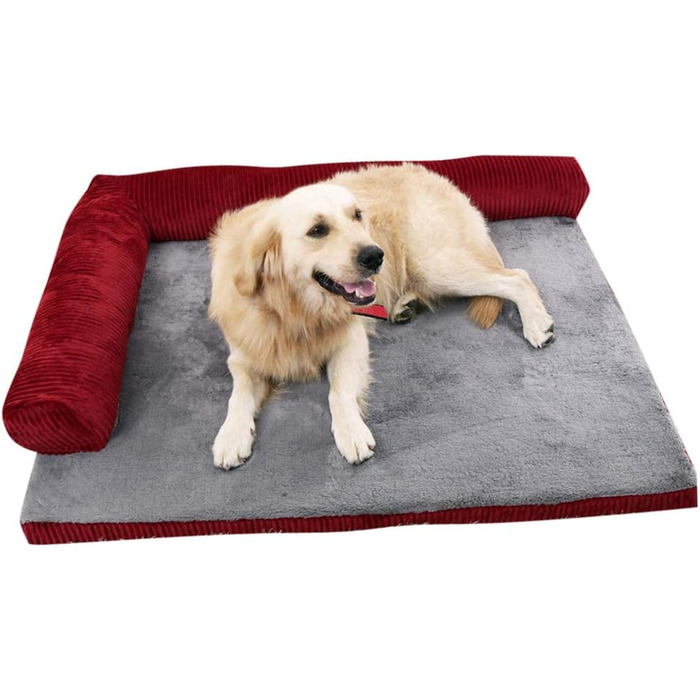 Крісло-ліжко для собак великих та середніх порід, м'яке, знімне, миється, комплект з 4 частин, колір жужубе рожевий (70x55x15 см)