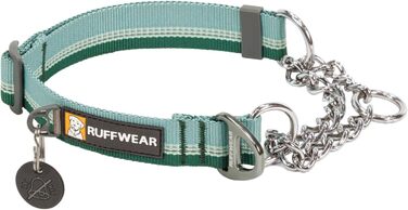 Нашийник для собак RUFFWEAR Chain Reaction, регульований, проти ривків, тренувальний, алюмінієве кільце, світловідбивний, зелений River Rock, 35-51 см