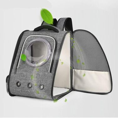 Рюкзак для тварин: переноска для кота/собаки до 10 кг, сірий, дихаючий, для подорожей, схвалений авіакомпаніями