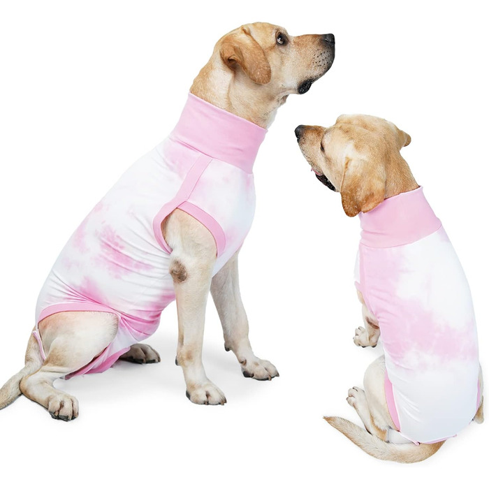 Захисний одяг для собак після операції: комбінезон для відновлення, хірургічна жилетка, одяг для собак після кастрації/стерилізації (XS, Tie-Dye Рожевий)