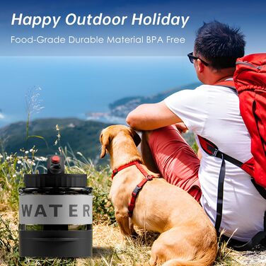 Водяна пляшка для собак, 1,5 л, портативна годівниця-поїльник для прогулянок, кемпінгу, парку для собак, подорожей на авто, туристична посудина, BPA-free, чорна