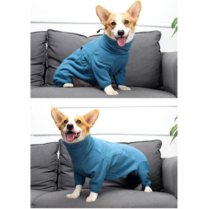 Теплий флісовий светр для собак з блискавкою, зимовий одяг для собак, вітрозахисний комбінезон для собак, XL (Блакитний). Розміри: XL - довжина спини 52 см, обхват грудей 70 см