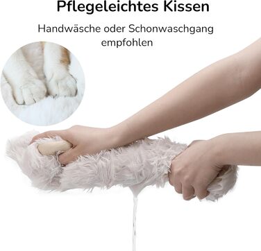 Ліжко для котів FUKUMARU, сіре овальне ліжко-диван з м'яким штучним хутром, філц, 61 см