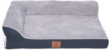 Ортопедичне лежанка для собак преміум-класу з піною з ефектом пам'яті, міцна петля, водонепроникний внутрішній чохол, м'яка, знімний та пральний чохол, 106 x 81 x 17 см, світло-сірий (M)