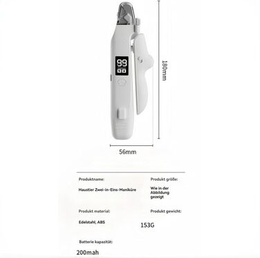 LED-криміна для догляду за кігтями собак та котів 2-в-1 – безпечна та тиха, з датчиком, світлом та захистом від бризок