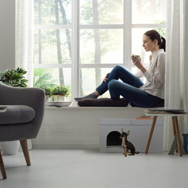Складаний котячий будиночок Relaxdays, міцна пуф-лавка, меблі для котів, схованка для тварин, для дому, 38,5x74,5x37 см, сірий