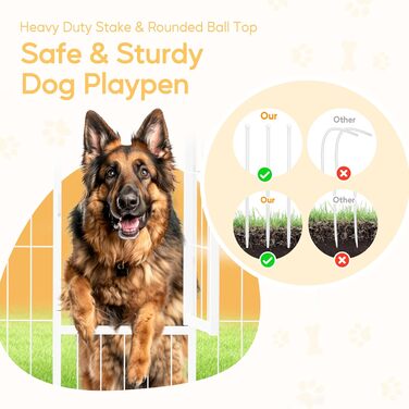 Загін для собак, 101,6 см, 8 панелей, міцний метал, для дому та вулиці, кемпінг, двір, автокемпер, садовий загін, приватність, тераса, білий