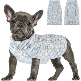 Пуловер для собак SlowTon, теплий зимовий пуловер з коміром-горловиною для дрібних та середніх собак, блакитний, XL