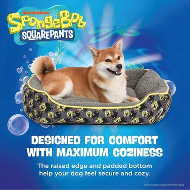 Ліжко для собак Spongebob Squarepants Shadow in The Dark – міцне, м'яке, плюшеве, знімний чохол, пране, піднесене, стильний дизайн, для собак всіх порід