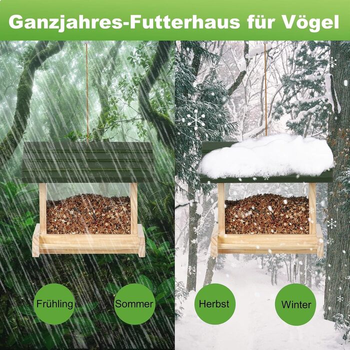 Дерев'яний годівничка для птахів JAZUIHA для дикої природи, годівничка для пташиного корму, годівничка для підвішування з тримачем для м'ясних кульок для метеликів, саду, тераси або балкону
